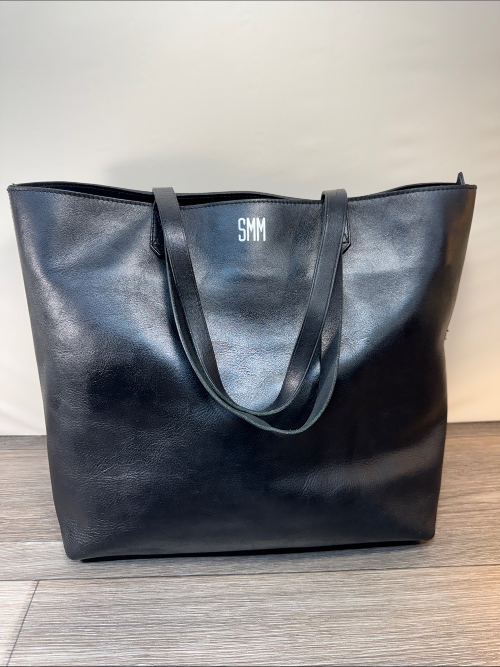 Madewell Black Leather Tote with Dual Shoulder Straps